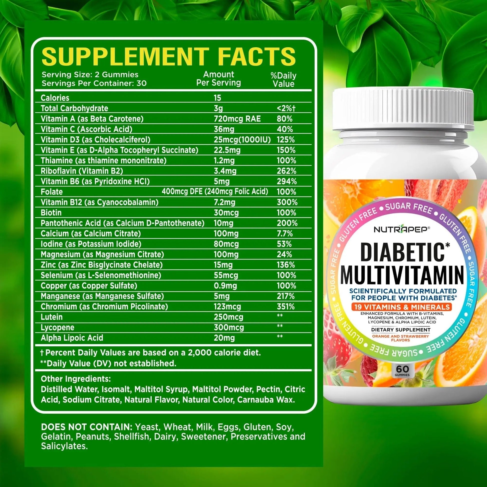 NutraPep Premium Multivitamin Chewable Gummies for Women & Men - Sugar-Free & Gluten Free Supplement Vitamins - dailyvitalstore