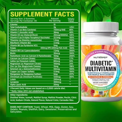 NutraPep Premium Multivitamin Chewable Gummies for Women & Men - Sugar-Free & Gluten Free Supplement Vitamins - dailyvitalstore
