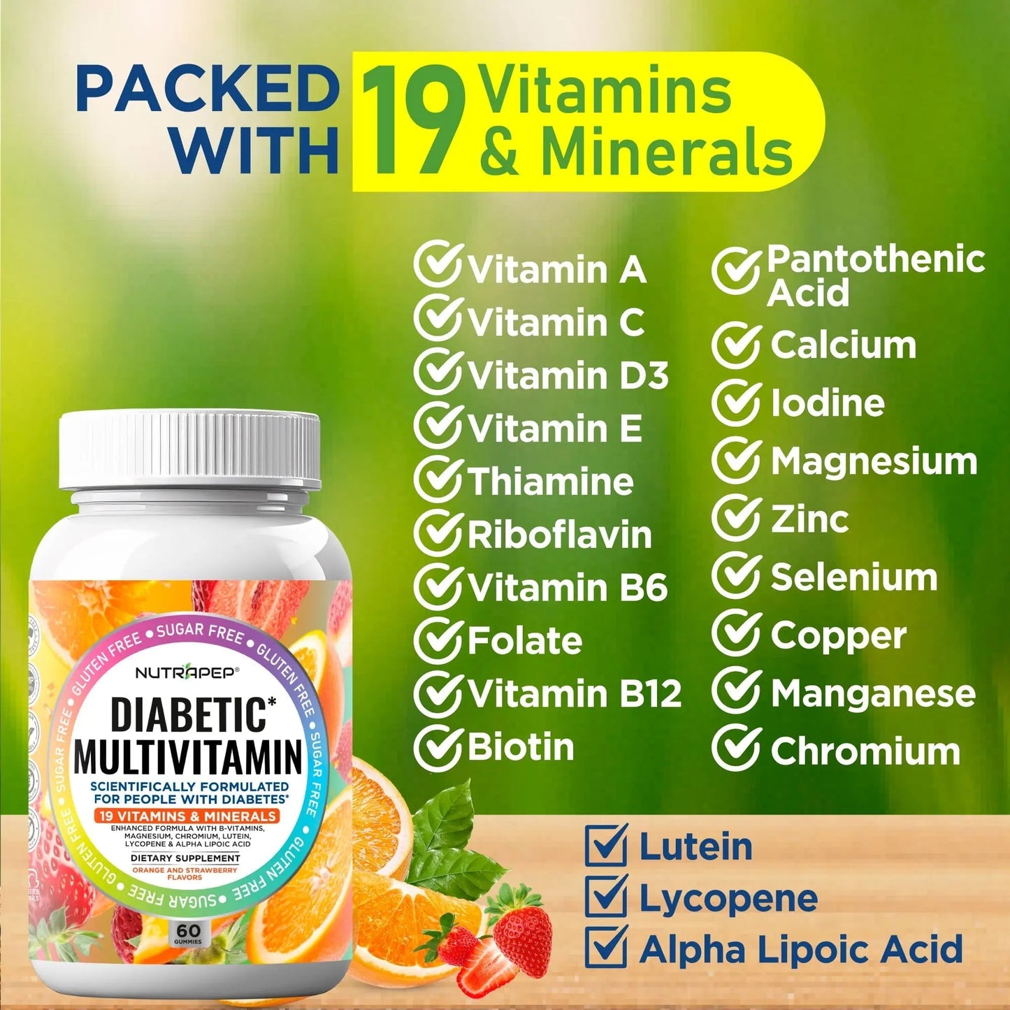 NutraPep Premium Multivitamin Chewable Gummies for Women & Men - Sugar-Free & Gluten Free Supplement Vitamins - dailyvitalstore