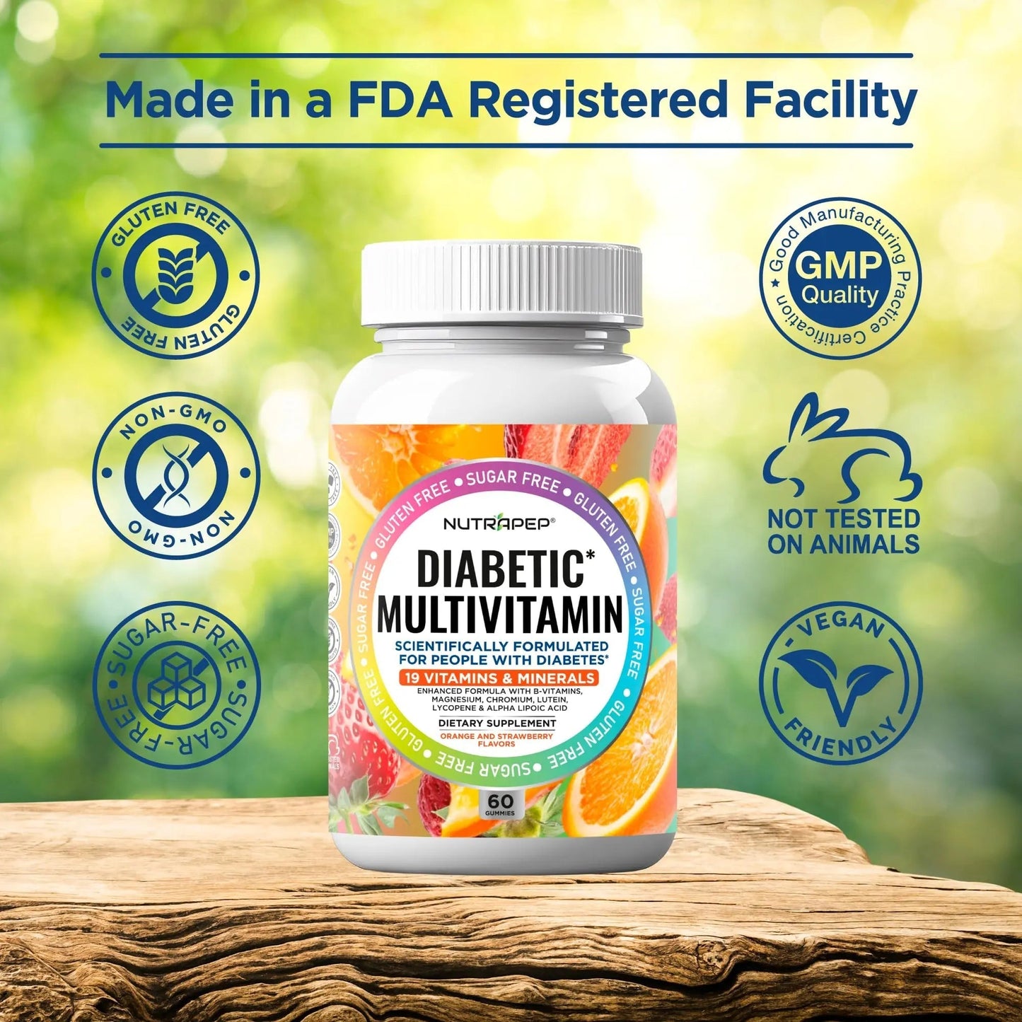 NutraPep Premium Multivitamin Chewable Gummies for Women & Men - Sugar-Free & Gluten Free Supplement Vitamins - dailyvitalstore