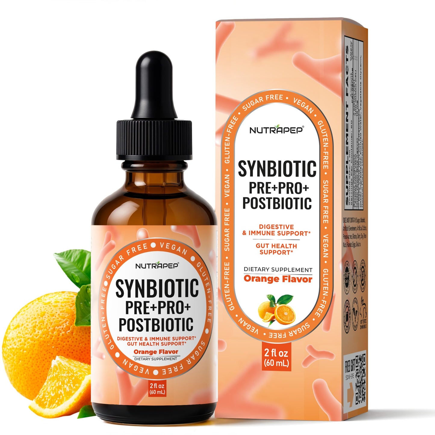 NutraPep Synbiotic Liquid Drops - Probiotic Prebiotic & Postbiotic Supplement for Adults Kids Ages 4+ - Daily Synbiotic for Gut Health Digestive & Immune Support - dailyvitalstore