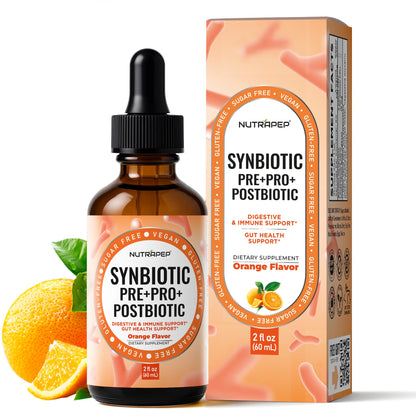 NutraPep Synbiotic Liquid Drops - Probiotic Prebiotic & Postbiotic Supplement for Adults Kids Ages 4+ - Daily Synbiotic for Gut Health Digestive & Immune Support - dailyvitalstore