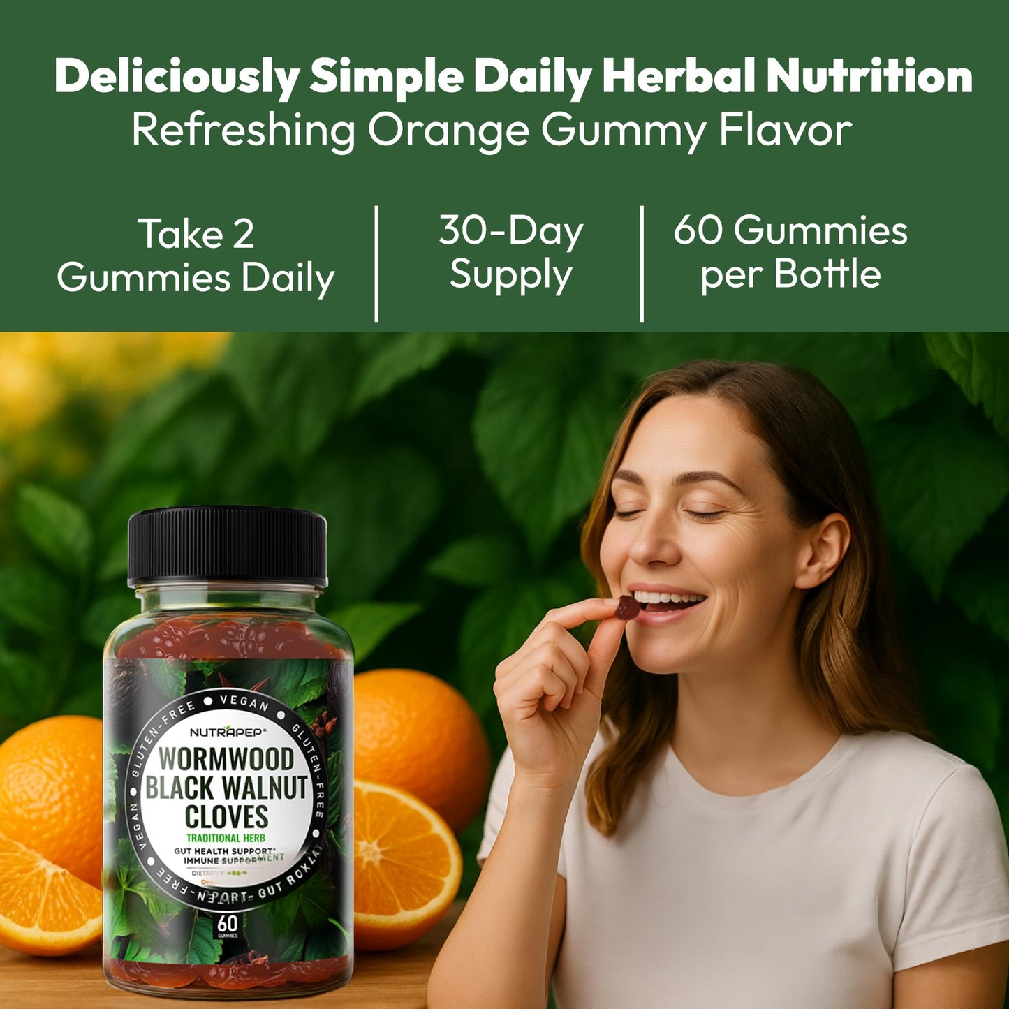 NutraPep Wormwood Black Walnut & Cloves Gummies - Gut Health Immune Support & Natural Detox Cleanse Traditional Herbal Supplement - Vegan Gluten-Free - dailyvitalstore