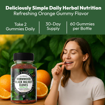 NutraPep Wormwood Black Walnut & Cloves Gummies - Gut Health Immune Support & Natural Detox Cleanse Traditional Herbal Supplement - Vegan Gluten-Free - dailyvitalstore