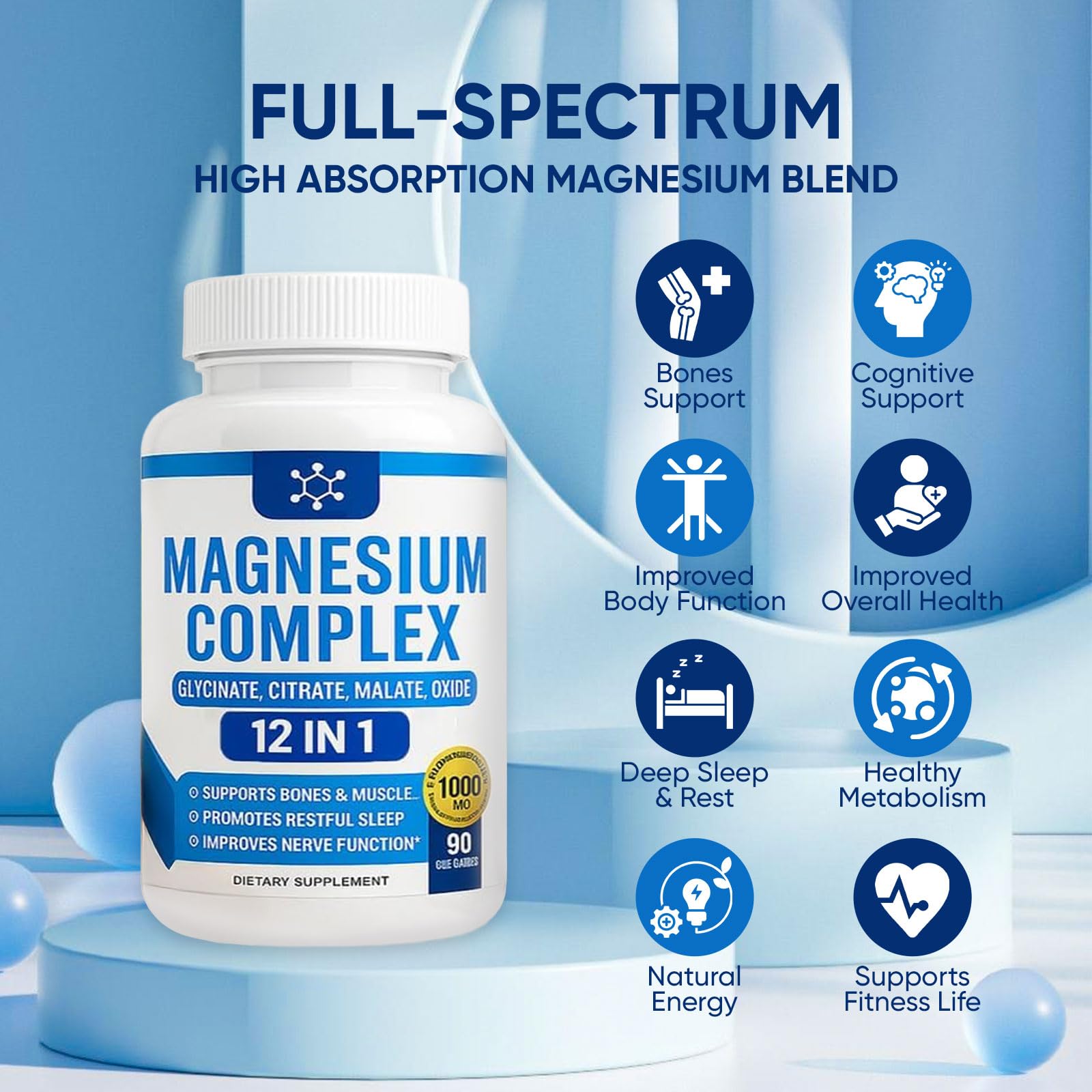 Nutrapure Magnesium Complex 7 Elemental Supplement - Magnesio Complex 1000mg Forms Including Glycinate, Citrate, Malate, Taurate Chelated | Energy Support | Vegan Non-GMO, 90 Capsules (2) - dailyvitalstore