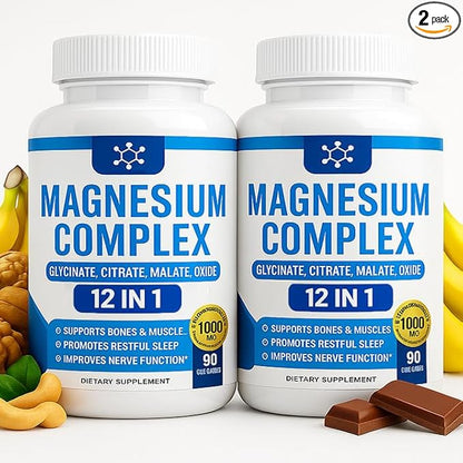 Nutrapure Magnesium Complex 7 Elemental Supplement - Magnesio Complex 1000mg Forms Including Glycinate, Citrate, Malate, Taurate Chelated | Energy Support | Vegan Non-GMO, 90 Capsules (2) - dailyvitalstore