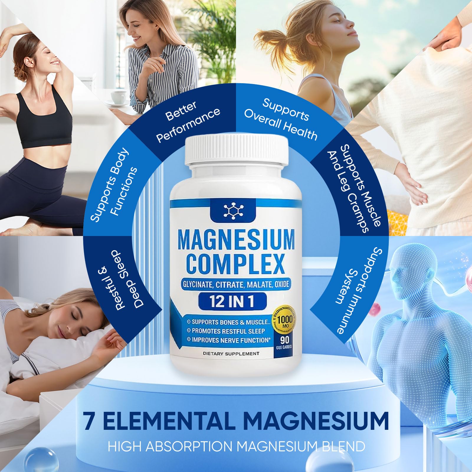 Nutrapure Magnesium Complex 7 Elemental Supplement - Magnesio Complex 1000mg Forms Including Glycinate, Citrate, Malate, Taurate Chelated | Energy Support | Vegan Non-GMO, 90 Capsules (2) - dailyvitalstore