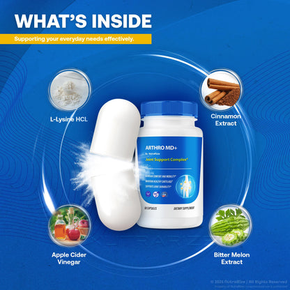 NutraRize (3 Pack) Arthro MD+ Capsules, Official Arthro MD Joint Support, All Natural Formula to Support Flexibility and Mobility, Premium Pills for Healthy Joints, Arthro M D Review (180 Capsules) - dailyvitalstore