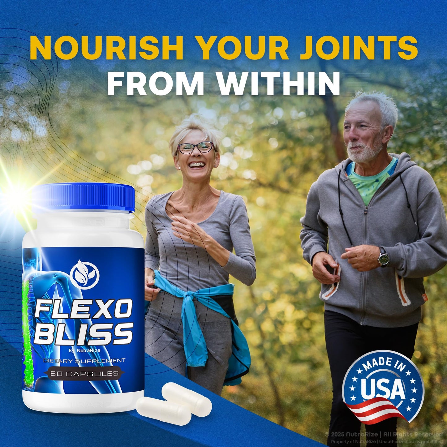 NutraRize Flexo Bliss, FlexoBliss Joint Health Support, All-Natural Supplement to Support Flexibility and Full Range of Motion, Official Flexo Bliss Reviews (60 Capsules) - dailyvitalstore