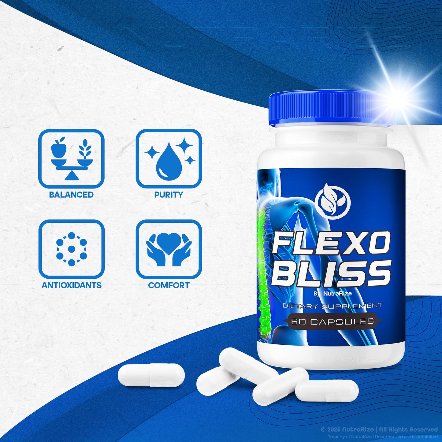 NutraRize Flexo Bliss, FlexoBliss Joint Health Support, All-Natural Supplement to Support Flexibility and Full Range of Motion, Official Flexo Bliss Reviews (60 Capsules) - dailyvitalstore