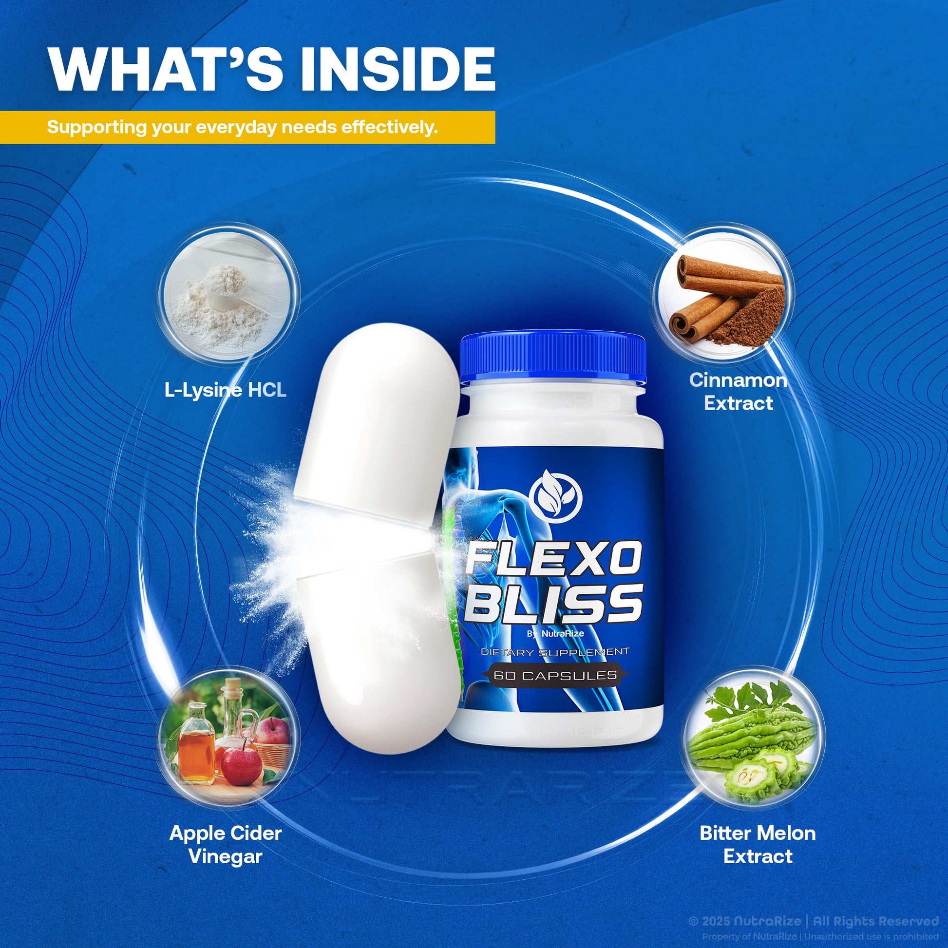 NutraRize Flexo Bliss, FlexoBliss Joint Health Support, All-Natural Supplement to Support Flexibility and Full Range of Motion, Official Flexo Bliss Reviews (60 Capsules) - dailyvitalstore