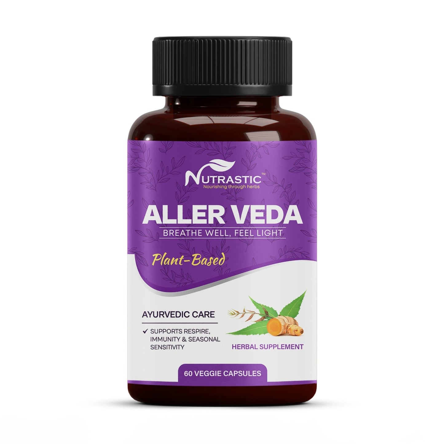 Nutrastic Aller Veda Respiratory Wellness Supplement with Pure Tulsi, Amla, Turmeric, and Neem | Natural Support for Healthy Breathing | 60 Caps - dailyvitalstore