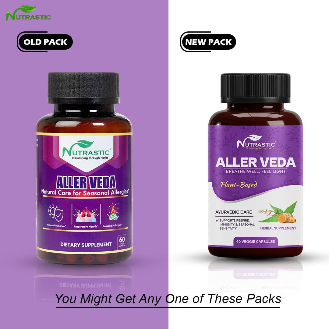 Nutrastic Aller Veda Respiratory Wellness Supplement with Pure Tulsi, Amla, Turmeric, and Neem | Natural Support for Healthy Breathing | 60 Caps - dailyvitalstore