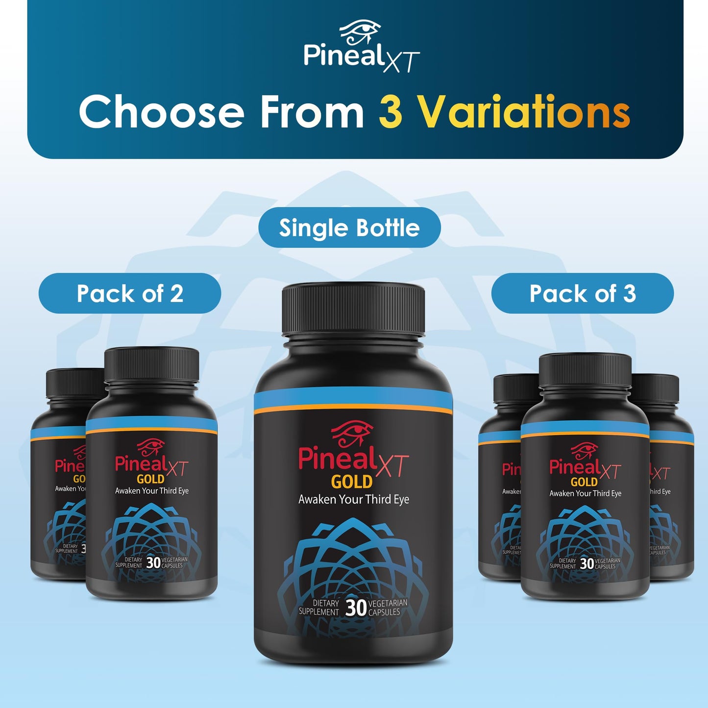Nutraville Pineal XT Gold - Pineal Gland Supplement - Third Eye Awakening - Focus and Memory Supplement for Brain - 7 Powerful Ingredients Decalcify, Detox, and Activate Your Pineal Gland, 2 Pack - dailyvitalstore