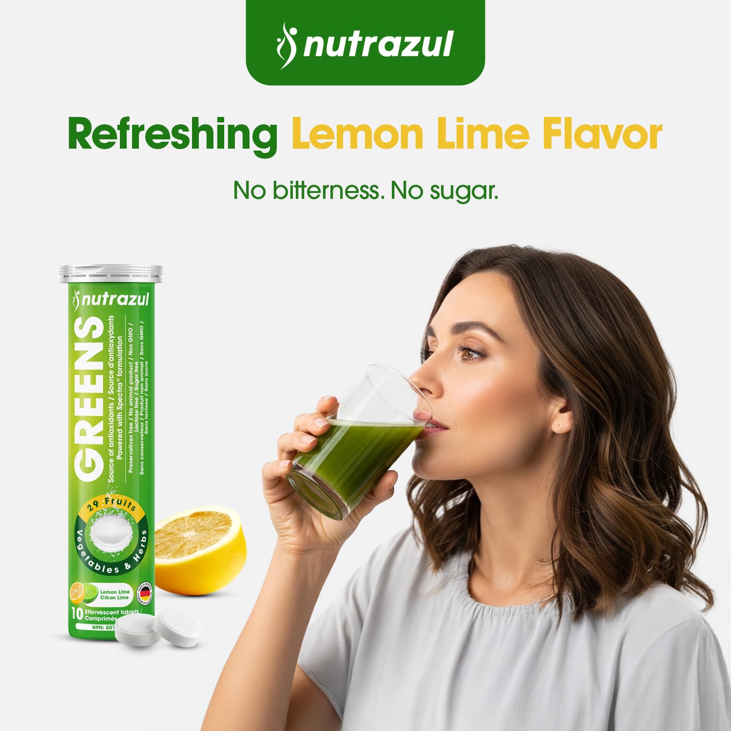 nutrazul Greens Effervescent Tablets - Daily Super Greens Supplement with 29 Superfoods - Antioxidant & Immune Support - Lemon Lime Flavor - Non-GMO - 30 Tablets - dailyvitalstore