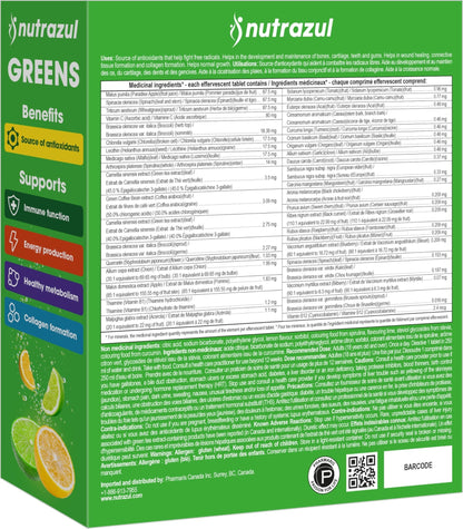 nutrazul Greens Effervescent Tablets - Daily Super Greens Supplement with 29 Superfoods - Antioxidant & Immune Support - Lemon Lime Flavor - Non-GMO - 30 Tablets - dailyvitalstore