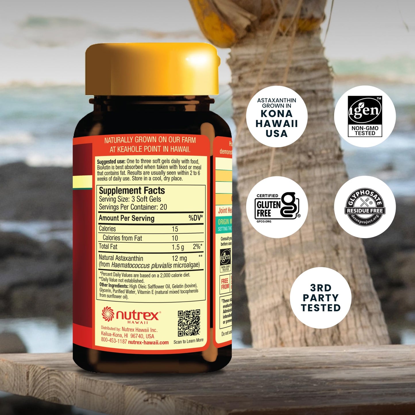 Nutrex Hawaii BioAstin Hawaiian Astaxanthin - 4mg, 60 Softgels - Farm-Direct Premium Antioxidant Supplement to Support Eye, Skin, Joint & Immune System Health - Non-GMO & Gluten-Free - dailyvitalstore