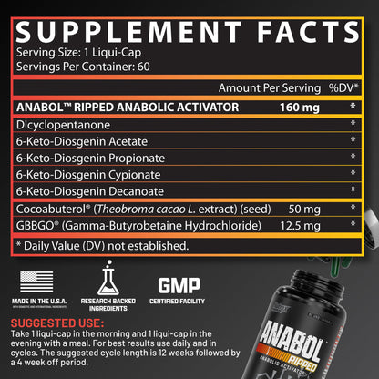 Nutrex Research Anabol Ripped Anabolic Muscle Builder for Men, 2-in-1 Muscle Builder and Shredding Supplement, (60 Count) - dailyvitalstore