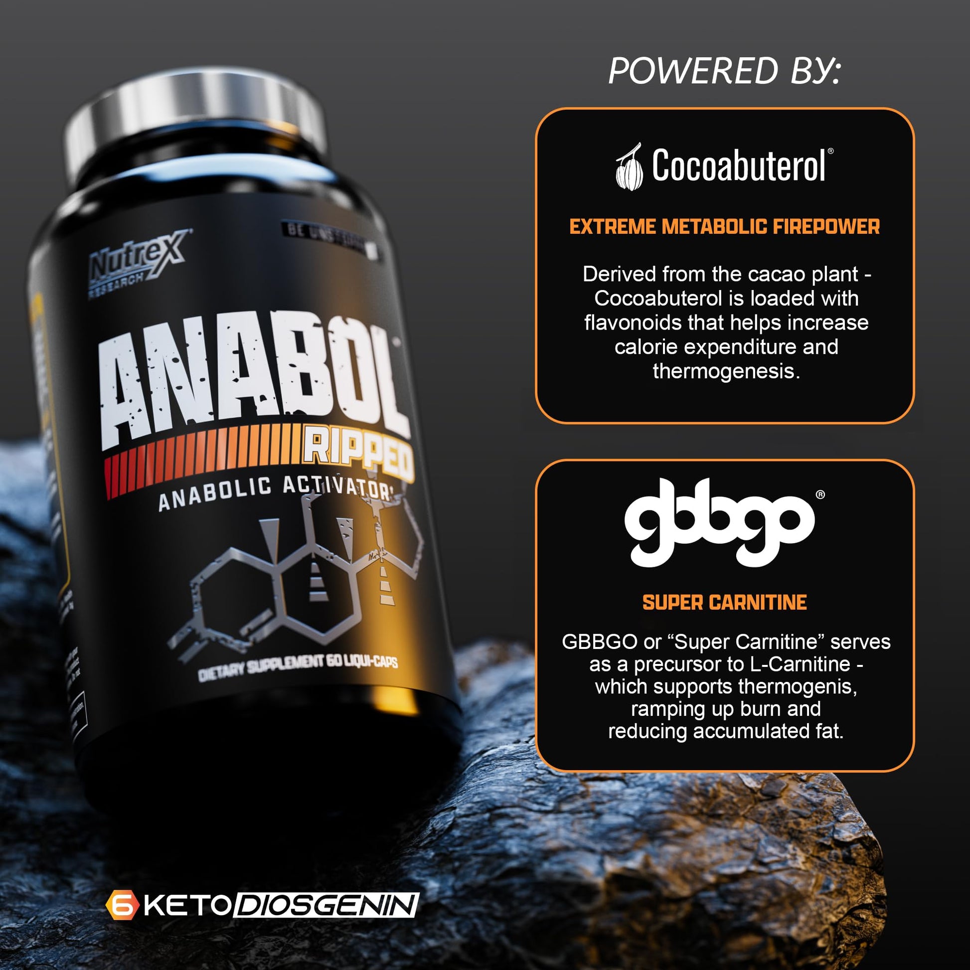 Nutrex Research Anabol Ripped Anabolic Muscle Builder for Men, 2-in-1 Muscle Builder and Shredding Supplement, (60 Count) - dailyvitalstore