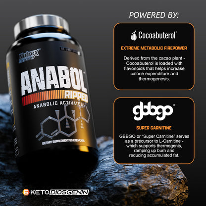 Nutrex Research Anabol Ripped Anabolic Muscle Builder for Men, 2-in-1 Muscle Builder and Shredding Supplement, (60 Count) - dailyvitalstore