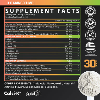 Nutrex Research EAA Hydration | EAAs + BCAA Powder | Muscle Recovery, Strength, Muscle Building, Endurance | 8G Essential Amino Acids + Electrolytes | 30 Servings It's Mango Time - dailyvitalstore