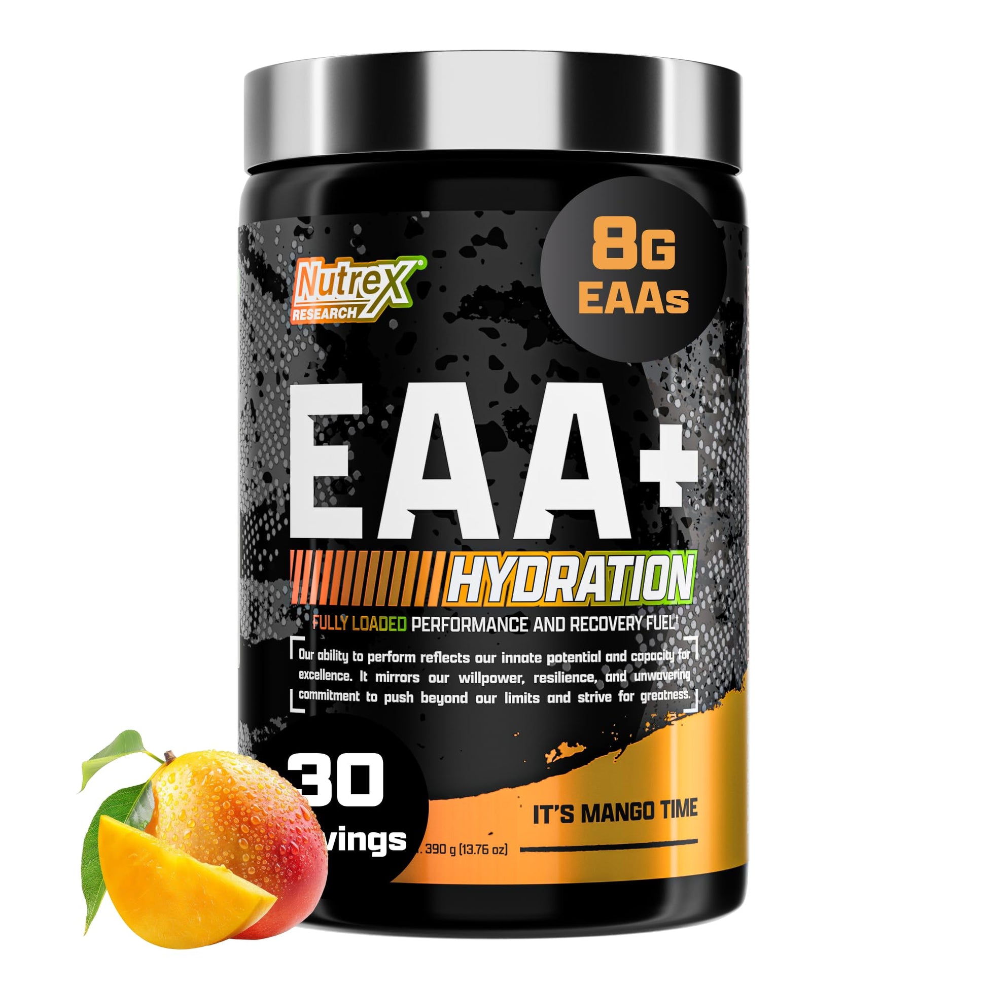 Nutrex Research EAA Hydration | EAAs + BCAA Powder | Muscle Recovery, Strength, Muscle Building, Endurance | 8G Essential Amino Acids + Electrolytes | 30 Servings It's Mango Time - dailyvitalstore
