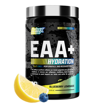Nutrex Research EAA Hydration | EAAs + BCAA Powder | Muscle Recovery, Strength, Muscle Building, Endurance | 8G Essential Amino Acids + Electrolytes | Blueberry Lemonade 30 Servings - dailyvitalstore