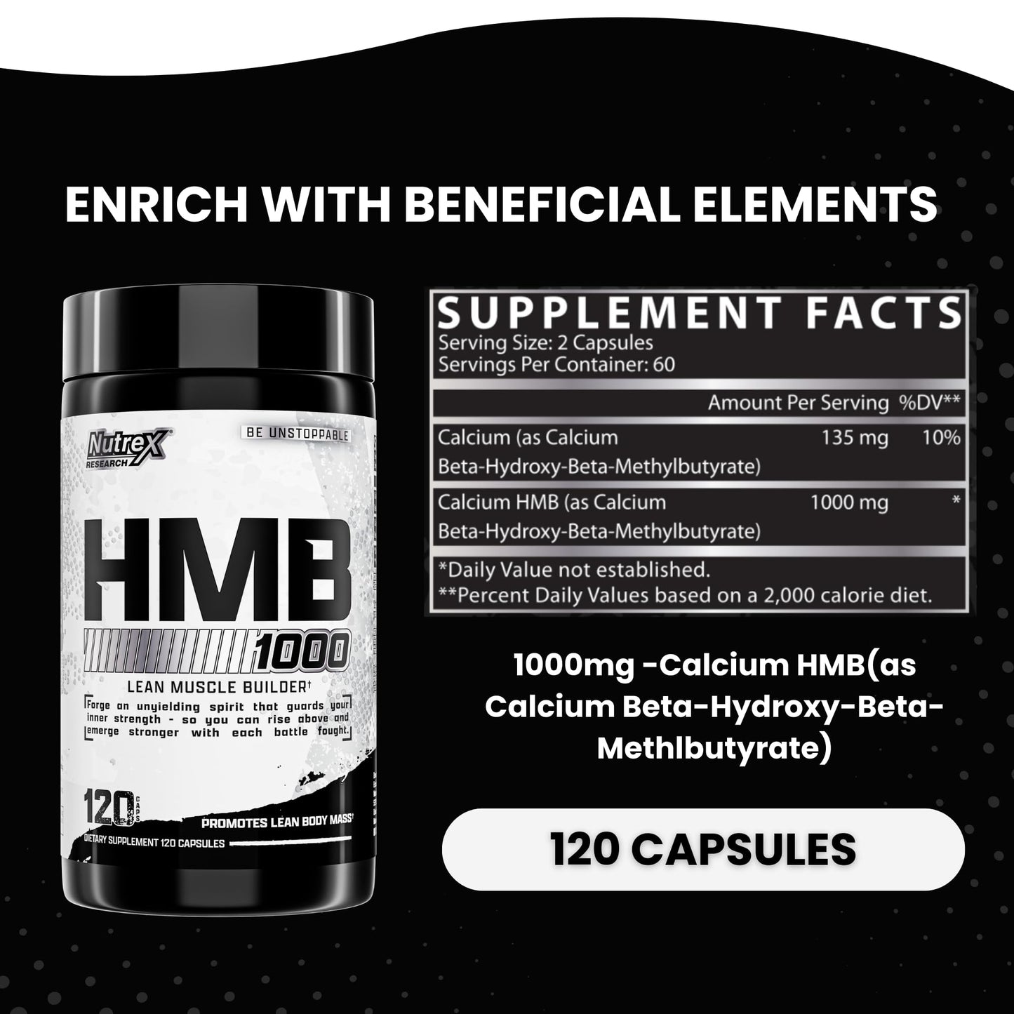 Nutrex Research HMB 1000 MG | Supports Muscle Recovery, Reduce Skeletal Muscle Damage, Increased Strength, Prevent Muscle Loss | 120 Capsules - dailyvitalstore