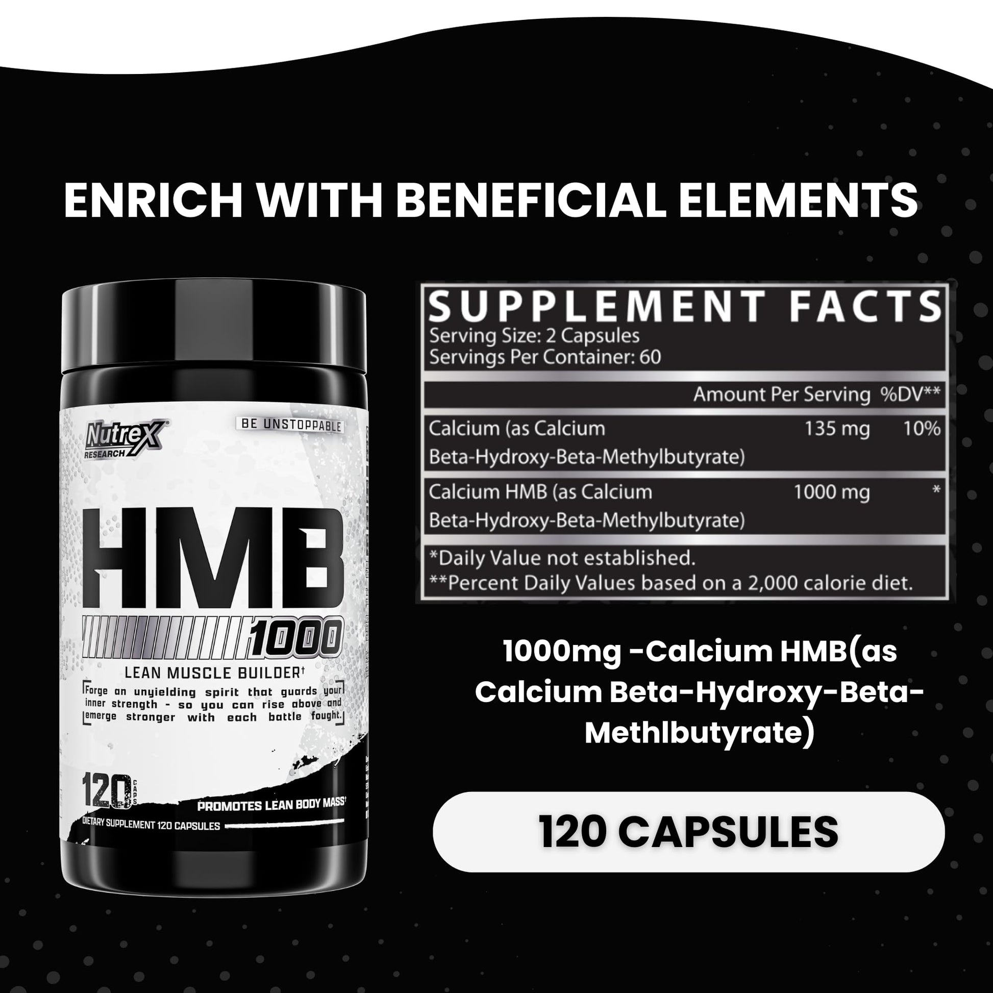 Nutrex Research HMB 1000 MG | Supports Muscle Recovery, Reduce Skeletal Muscle Damage, Increased Strength, Prevent Muscle Loss | 120 Capsules - dailyvitalstore