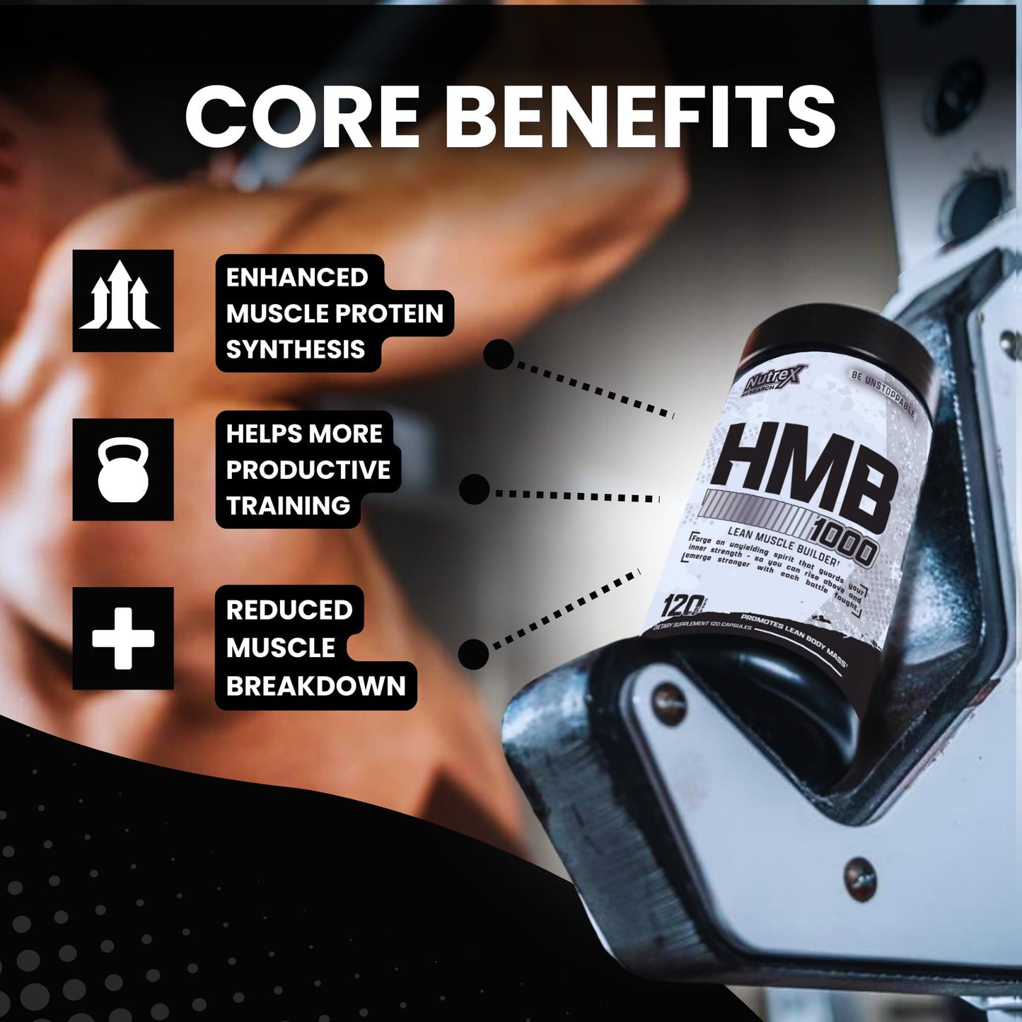 Nutrex Research HMB 1000 MG | Supports Muscle Recovery, Reduce Skeletal Muscle Damage, Increased Strength, Prevent Muscle Loss | 120 Capsules - dailyvitalstore