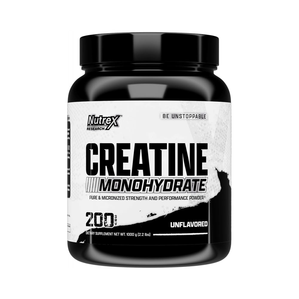 Nutrex Research Micronized Creatine Monohydrate Powder - 200 Servings (1KG) Pure, Unflavored Creatine Monohydrate Supplement for Muscle Gain, Strength and Performance, 5G Per Serv (2.2lbs) - dailyvitalstore