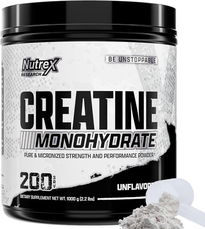 Nutrex Research Micronized Creatine Monohydrate Powder - 200 Servings (1KG) Pure, Unflavored Creatine Monohydrate Supplement for Muscle Gain, Strength and Performance, 5G Per Serv (2.2lbs) - dailyvitalstore