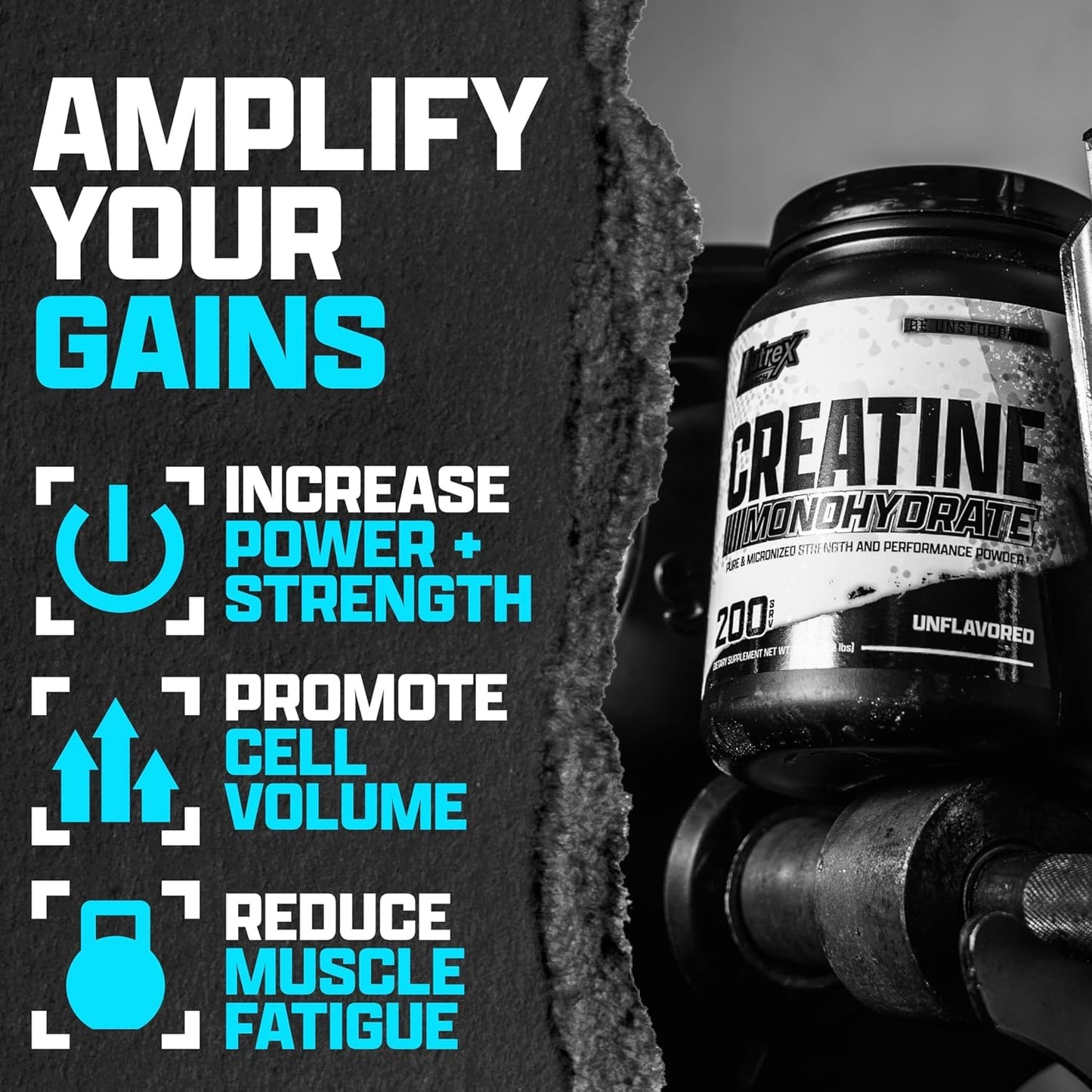 Nutrex Research Micronized Creatine Monohydrate Powder - 200 Servings (1KG) Pure, Unflavored Creatine Monohydrate Supplement for Muscle Gain, Strength and Performance, 5G Per Serv (2.2lbs) - dailyvitalstore