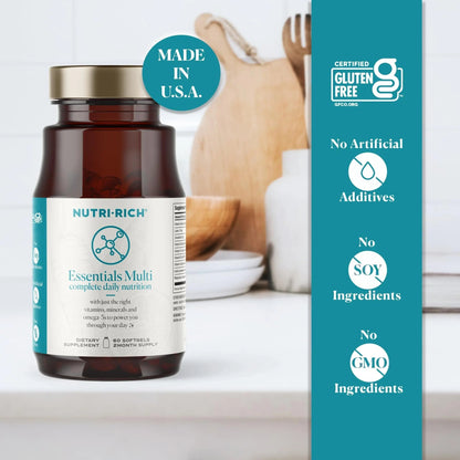 Nutri-Rich Essentials Multi | Multivitamin Supplement with Fish Oil Omega-3 for Men and Women, Supports Energy, Immune Health - dailyvitalstore