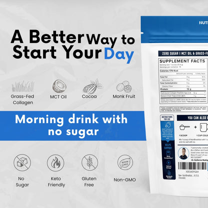 Nutri11 NutriBreakfast by Nutrillermo/Keto Protein Collagen Powder with MCT Oil/MCT Oil Powder/Keto Collagen Peptides with Grass-Fed Bovine - dailyvitalstore