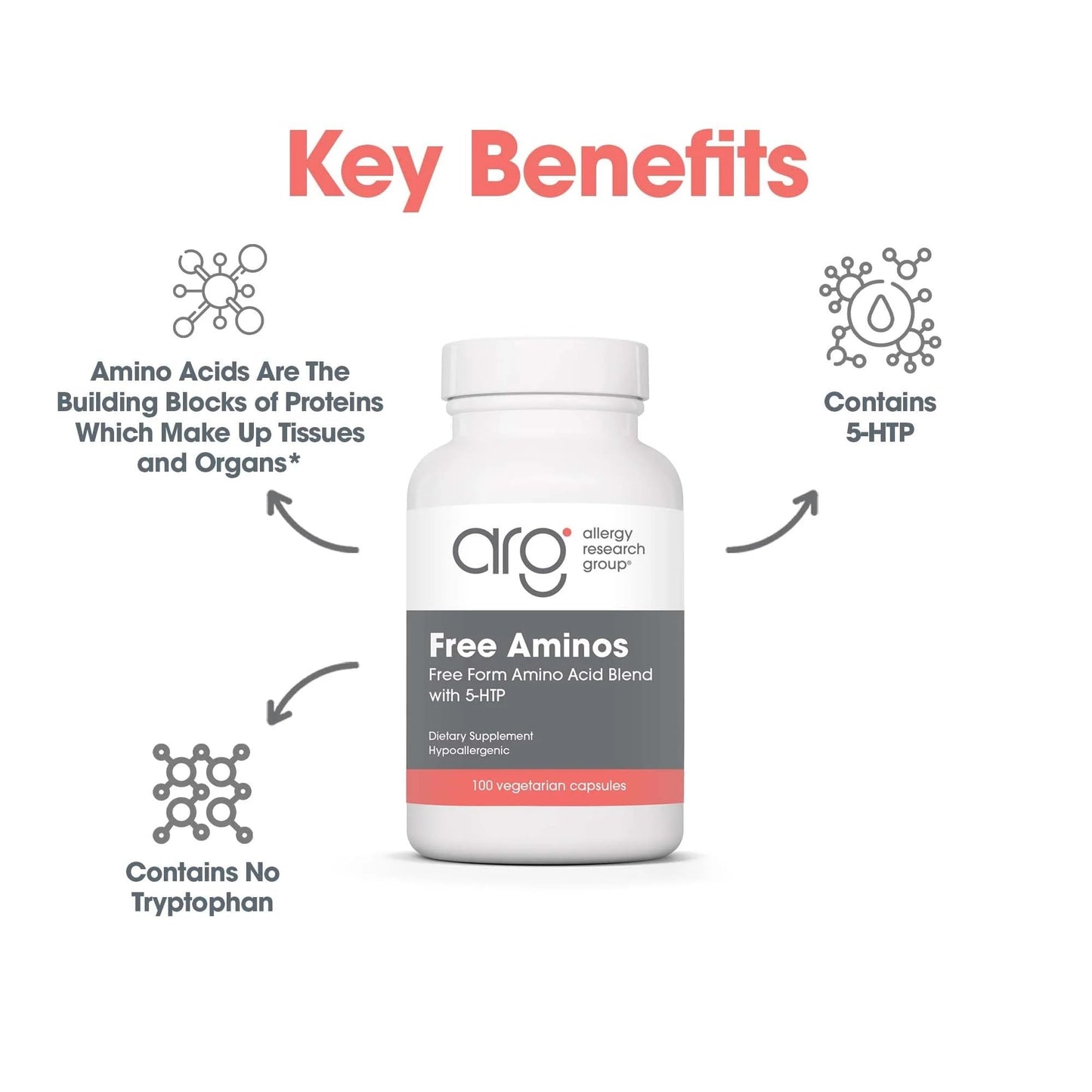 Nutricology Free Aminos Supplement - Essential Amino Acids Complex, Lean Muscle Mass Support, Vegetarian Capsules - 100 Count - dailyvitalstore