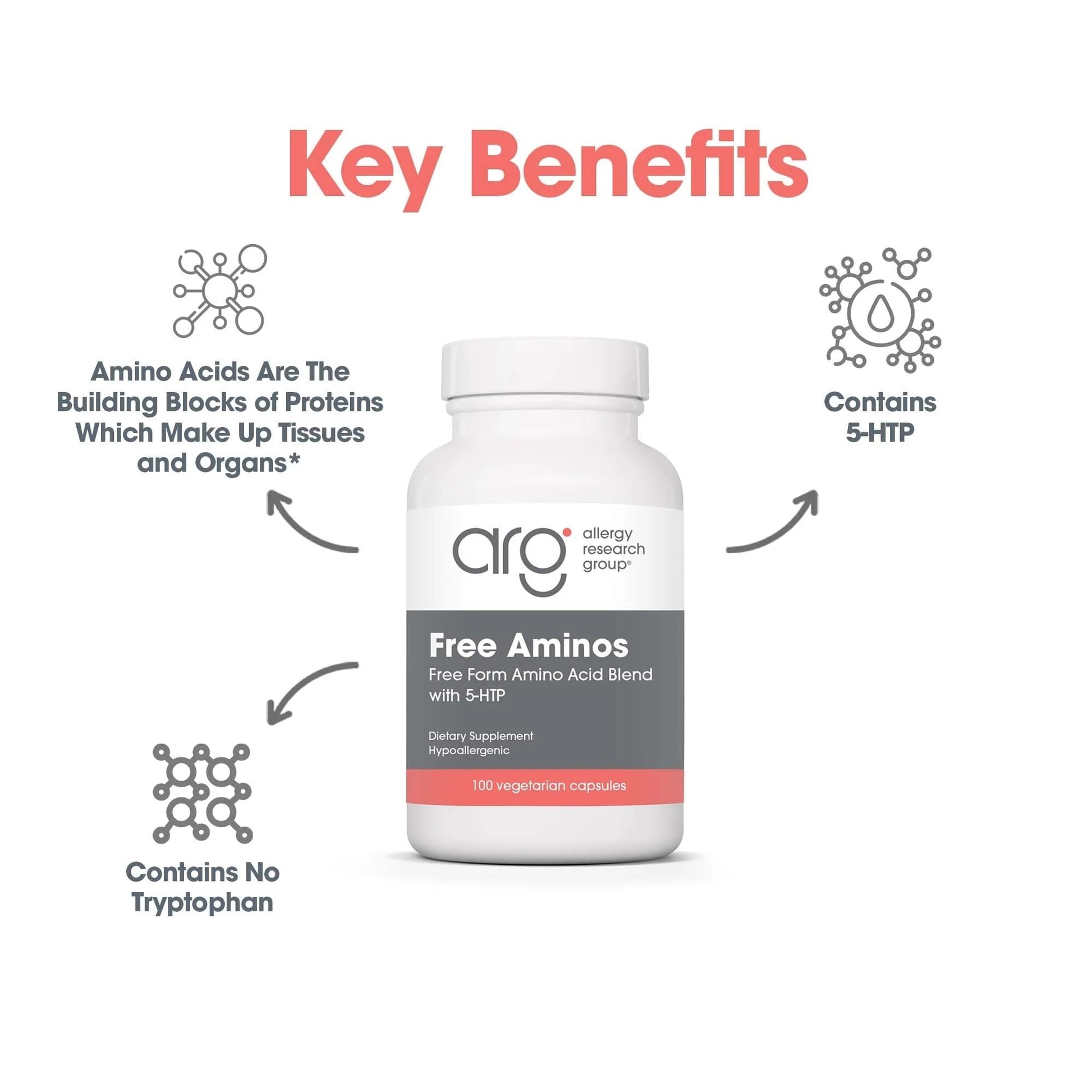 Nutricology Free Aminos Supplement - Essential Amino Acids Complex, Lean Muscle Mass Support, Vegetarian Capsules - 100 Count - dailyvitalstore