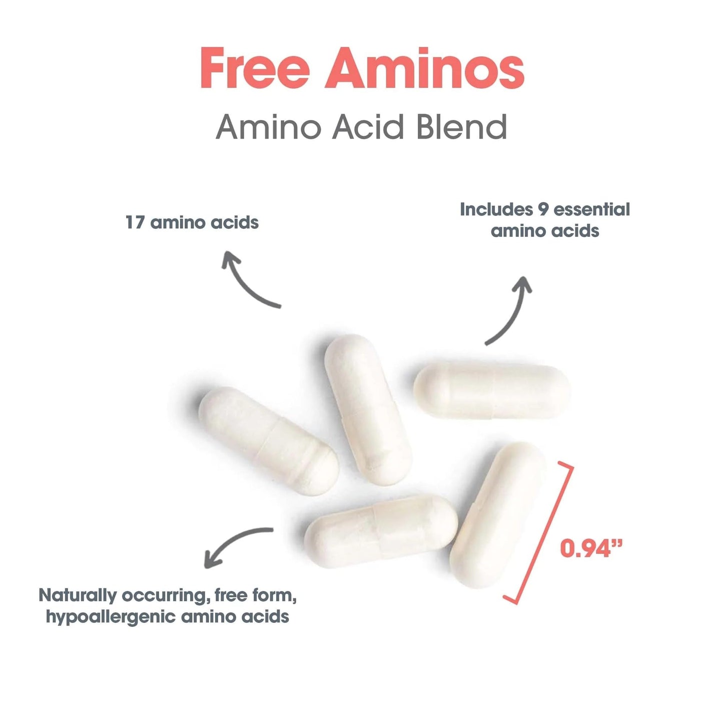 Nutricology Free Aminos Supplement - Essential Amino Acids Complex, Lean Muscle Mass Support, Vegetarian Capsules - 100 Count - dailyvitalstore