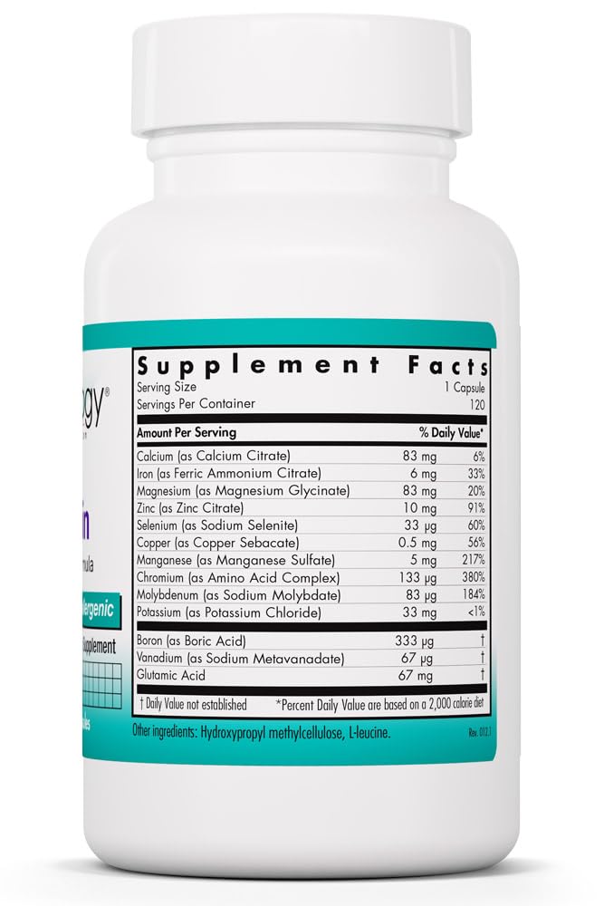 NutriCology MultiMin - Essential Mineral Blend with Macro Trace & Ultra Trace Minerals - Supports Mineral Balance Absorption & Cellular Function - 120 Servings - 120 Vegetarian Capsules - dailyvitalstore