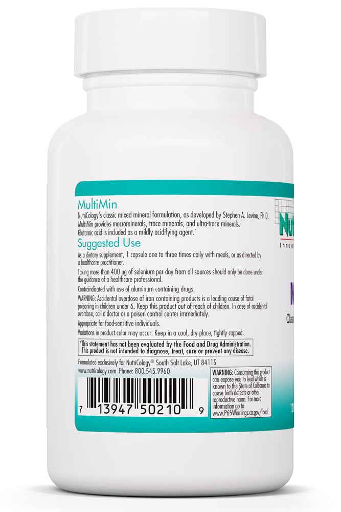 NutriCology MultiMin - Essential Mineral Blend with Macro Trace & Ultra Trace Minerals - Supports Mineral Balance Absorption & Cellular Function - 120 Servings - 120 Vegetarian Capsules - dailyvitalstore