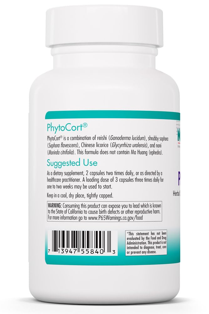Nutricology PhytoCort Supplement - Respiratory Support, Lung Health, Lung Detox, Lung Cleanse, Healthy Breathing, Herbal Support, Reishi, Licorice, Noni, Vegetarian Capsules - 120 Count - dailyvitalstore