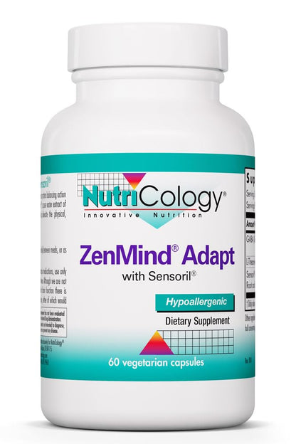NutriCology ZenMind Adapt - 200 mg L-Theanine, 125 mg Ashwagandha & 550 mg GABA - Supports Stress Response and Calmness - Vegetarian Capsules - Hypoallergenic Formula - 30 Servings - 60 Capsules - dailyvitalstore