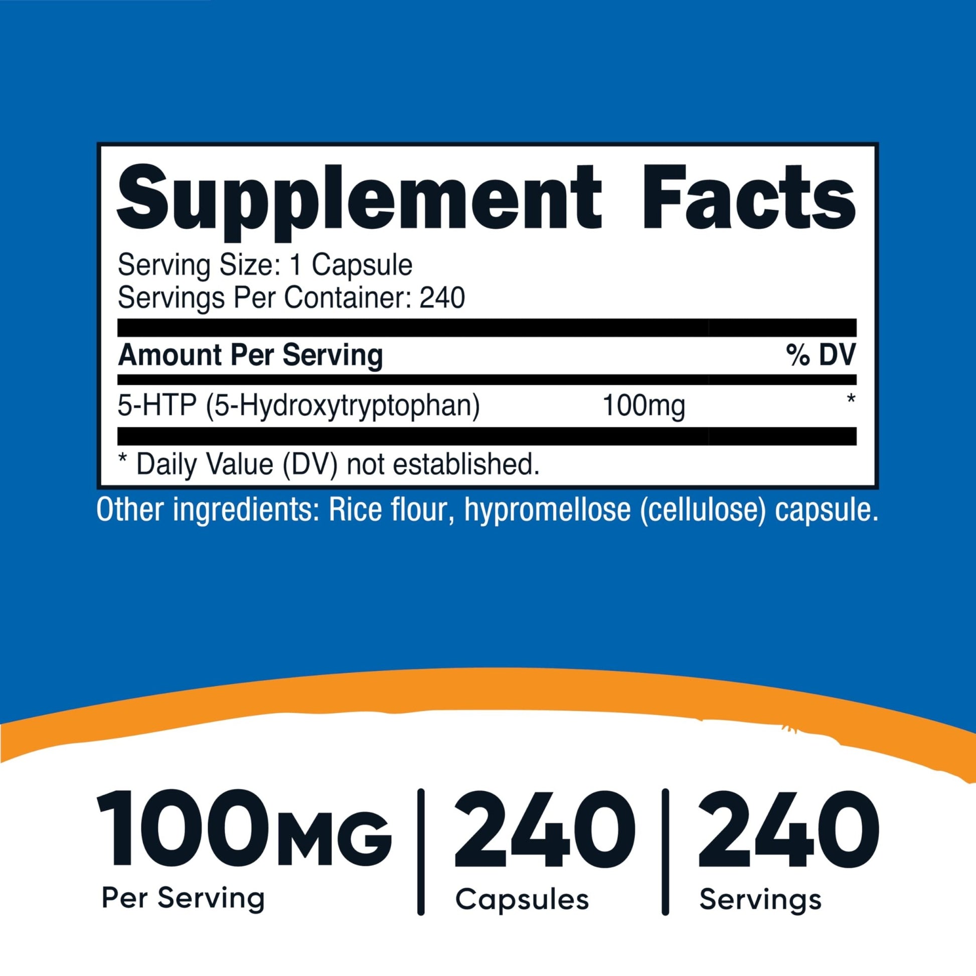 Nutricost 5-HTP 100mg, 240 Vegetarian Capsules (5-Hydroxytryptophan) - Non-GMO & Gluten Free - dailyvitalstore