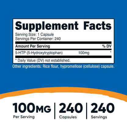 Nutricost 5-HTP 100mg, 240 Vegetarian Capsules (5-Hydroxytryptophan) - Non-GMO & Gluten Free - dailyvitalstore