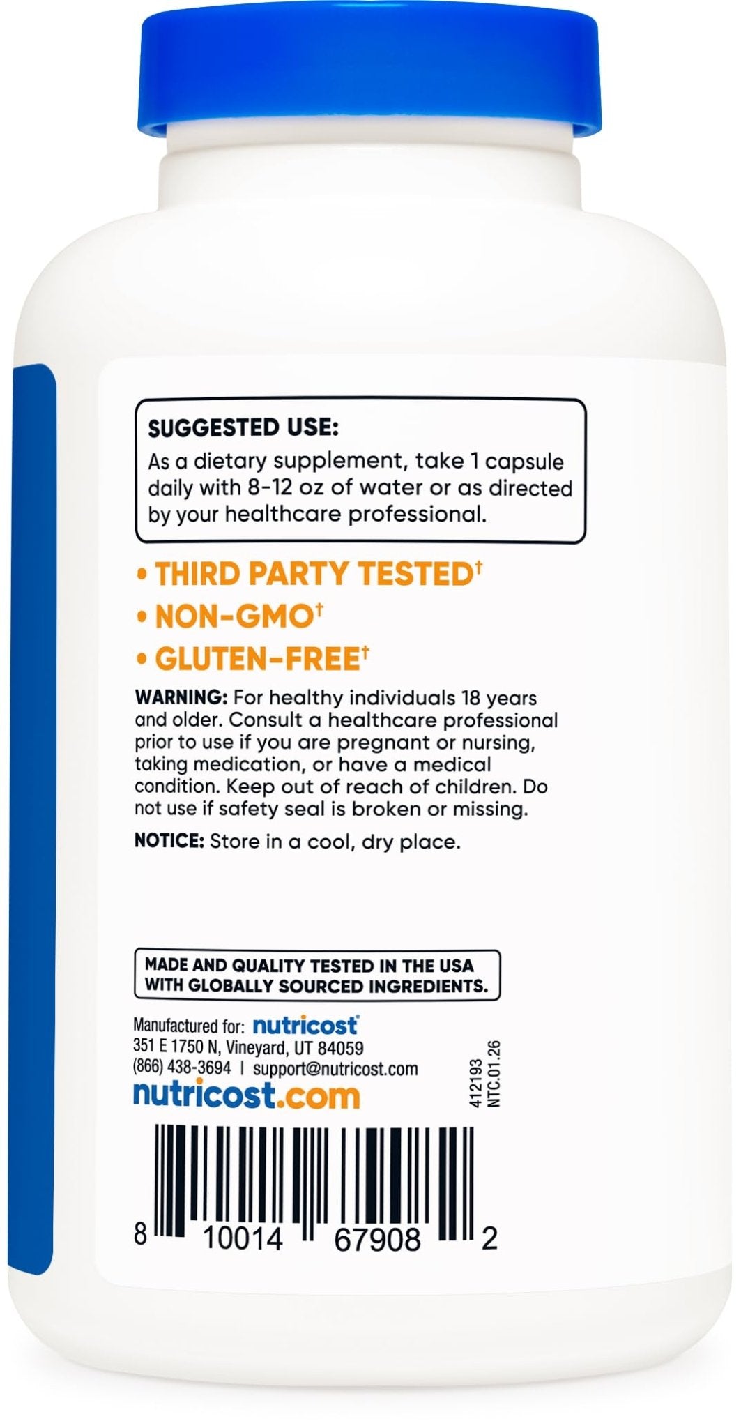 Nutricost Acetyl L-Carnitine (ALCAR) 500mg, 180 Capsules, 180 Servings - Non-GMO and Gluten Free, 1 Capsule per Serving - dailyvitalstore
