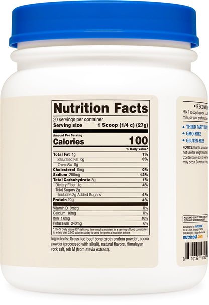 Nutricost Beef Bone Broth Protein Powder Chocolate (20 Servings) - Gluten-Free, GMO-Free - dailyvitalstore