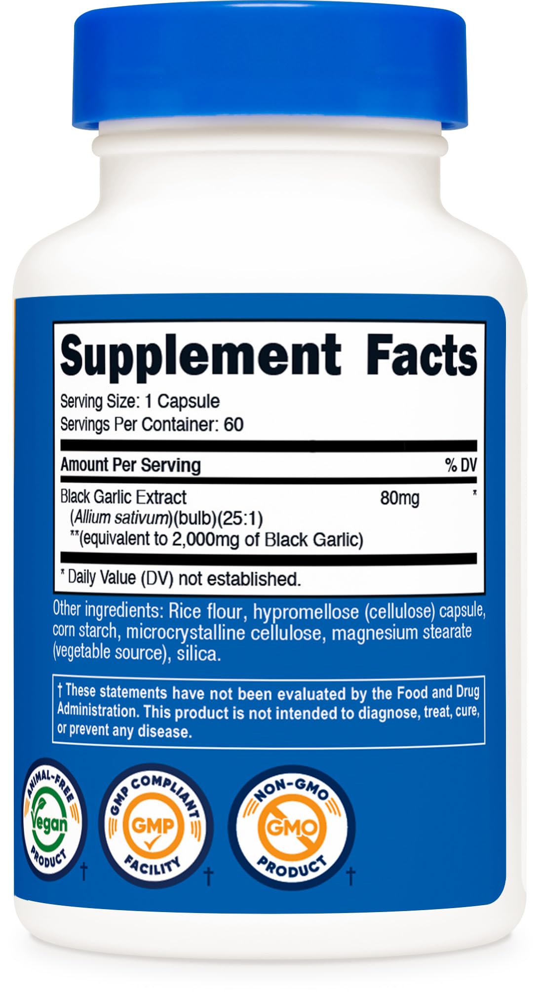 Nutricost Black Garlic Extract 60 Capsules for 60 Servings Per Bottle - Aged Black Garlic Extract, Vegan - dailyvitalstore