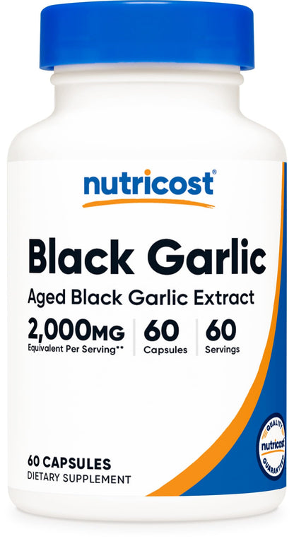 Nutricost Black Garlic Extract 60 Capsules for 60 Servings Per Bottle - Aged Black Garlic Extract, Vegan - dailyvitalstore