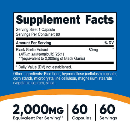 Nutricost Black Garlic Extract 60 Capsules for 60 Servings Per Bottle - Aged Black Garlic Extract, Vegan - dailyvitalstore