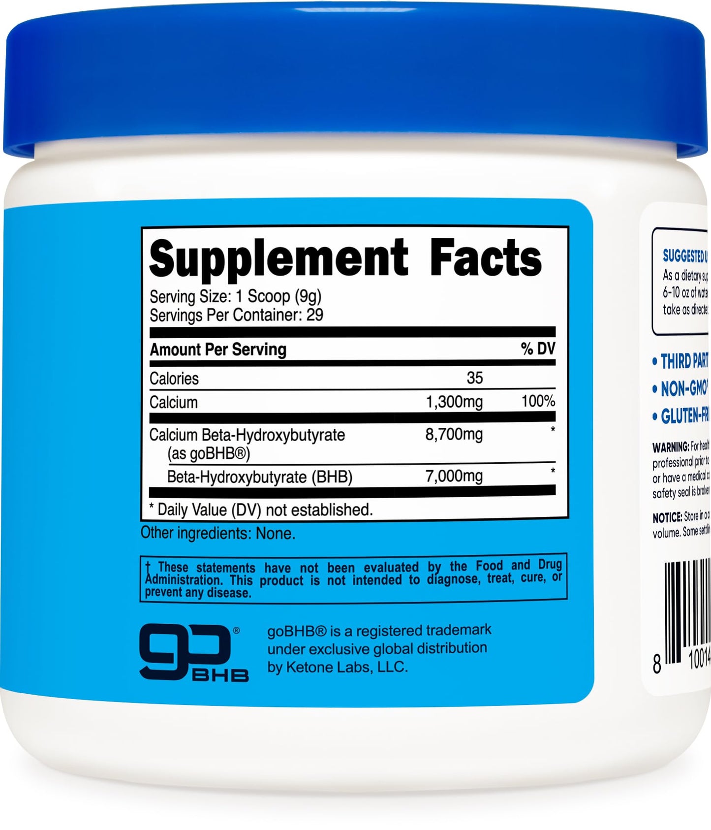Nutricost Calcium BHB (250g) Unflavored - Calcium Ketone Salt - Non-GMO Gluten-Free - dailyvitalstore